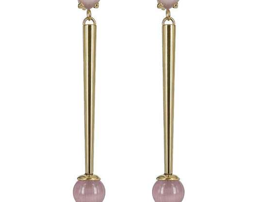 Astrid & agnes - victoria långa örhängen rosa/guld