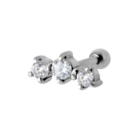 Barbell - 3 st vita kristaller med diamantfattning