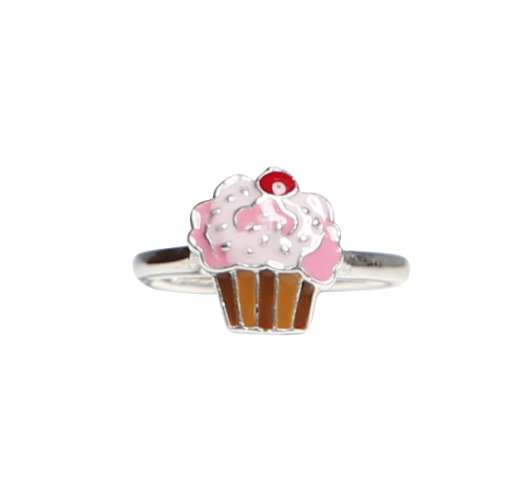 Barnring - silver - reglerbar - muffin - cupcake