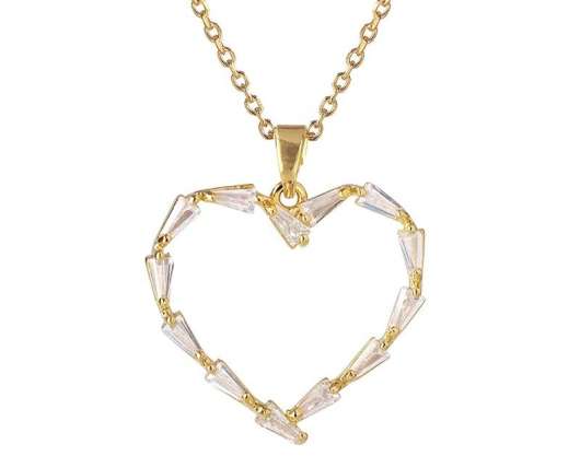 Caroline Svedbom Baguette Heart Necklace Gold Crystal