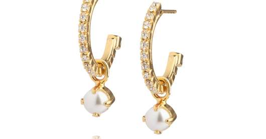 Caroline Svedbom Bella Loop Earrings Gold Pearl Crystal