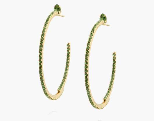 Caroline Svedbom Crystal Loop Earrings Gold Peridot