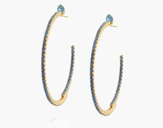 Caroline Svedbom - Crystal Loop Earrings Gold Sapphire