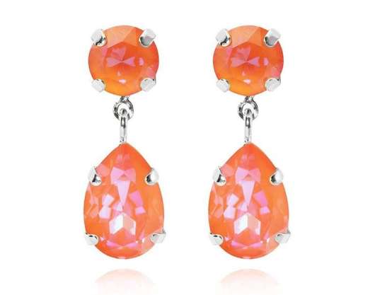 Caroline Svedbom Mini Drop Earring Rhodium Orange Glow Delite
