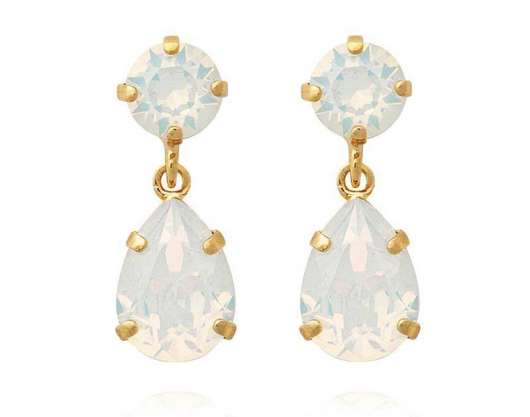 Caroline Svedbom Mini Drop Earrings Gold White Opal
