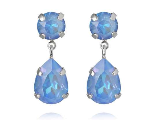 Caroline Svedbom Mini Drop Earrings Rhodium Ocean Blue Delite