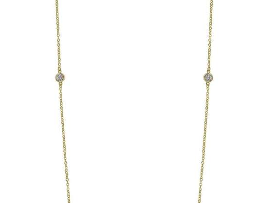 CU Jewellery Cubic Long Chain Necklace Gold