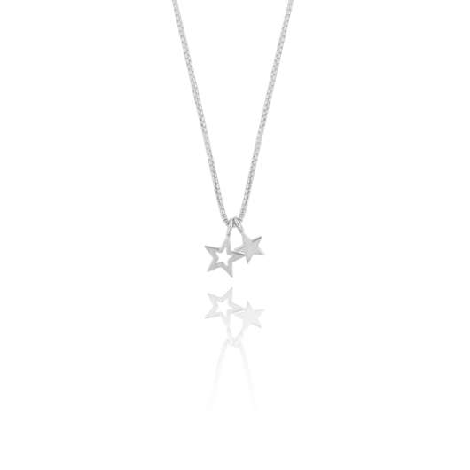 CU Jewellery Double Star Pendant Necklace Silver
