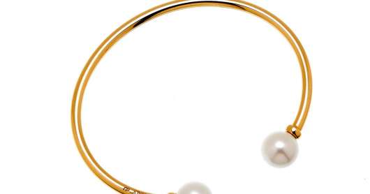 CU Jewellery - Pearl Bangle Flex Bracelet Gold