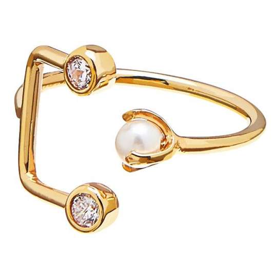 CU Jewellery - Pearl/Brilliant Double Ring Gold