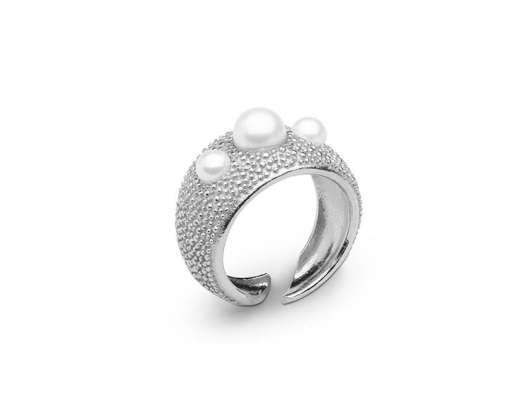 CU Jewellery Pearl Bubble Ring Silver