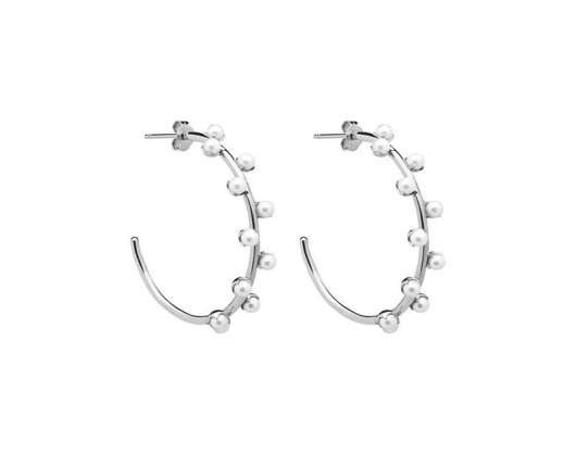 CU Jewellery - Pearl Hoop Ear Silver