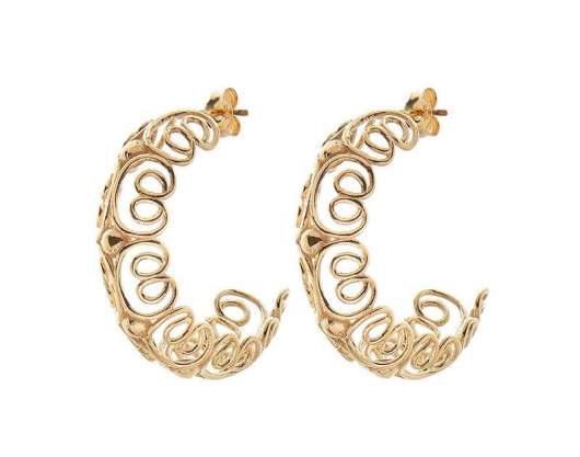CU Jewellery - Pearl/Vintage Big Hoop Ear Gold