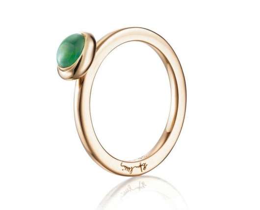 Efva Attling Love Bead Ring Gold - Green Agate