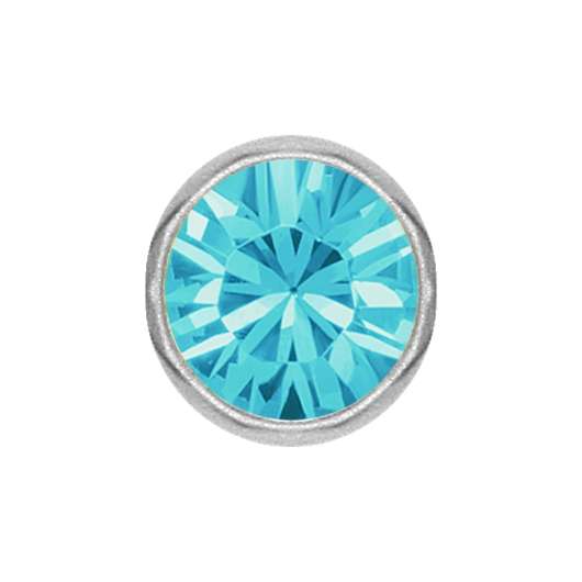 Extrakristall-smiley - 3 mm - Stål - Ljusblå kristall