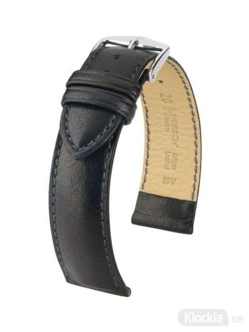 Hirsch Merino 18mm Artisan Leather Large Svart/Silver 01206050-2-18