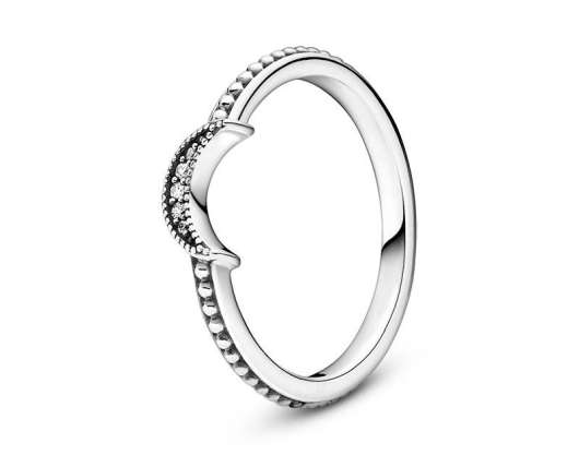 Pandora - pärlad ring med glittrande halvmåne