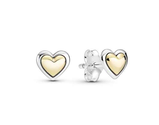 Pandora - stiftörhängen med välvda gyllene hjärtan