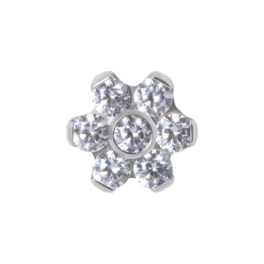 Piercingsmycke Dermal anchor - blomma - vit kristall