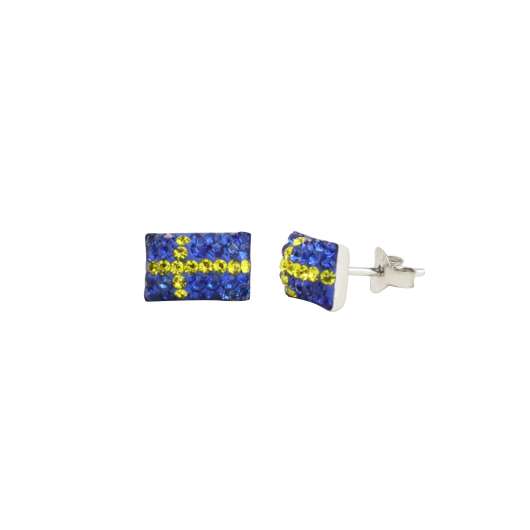 Silverörhänge - rektangulär svensk flagga - äkta silver