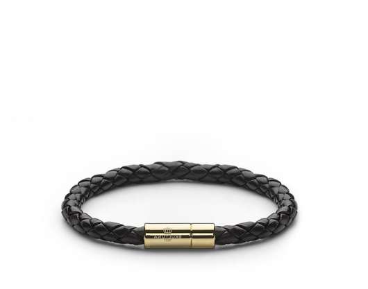 Skultuna Leather Bracelet Black & Gold