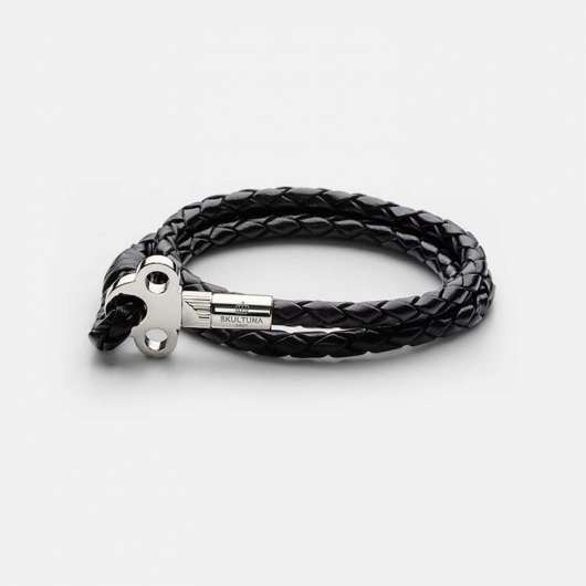 Skultuna - The Key Leather Bracelet Silver - Black
