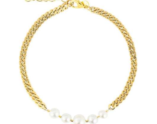 Sophie by sophie - pearl chain short necklace gold