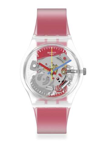SWATCH Clearly Red Striped 34mm