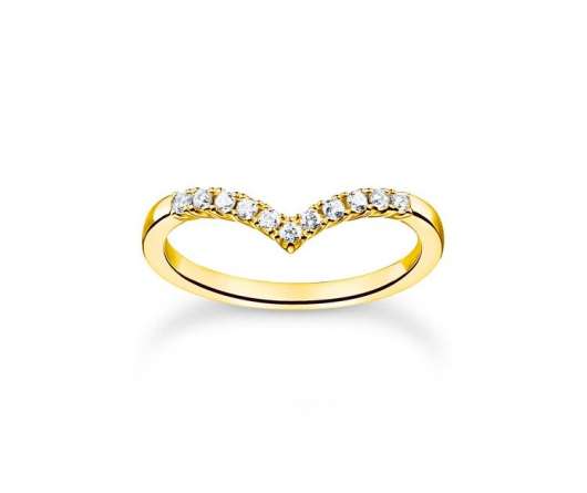 Thomas Sabo Ring V-formad med Vita Stenar Guld